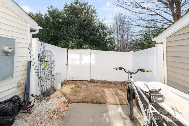 view of yard with a patio area and a fenced backyard