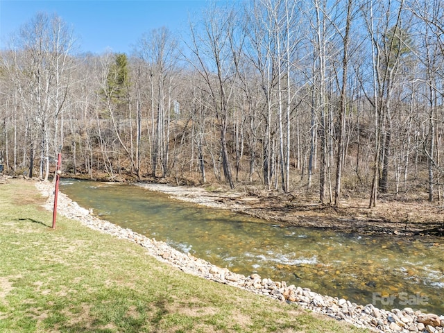 view of yard featuring a wooded view