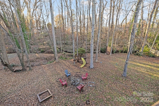 view of yard with a playground