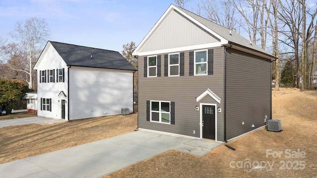 view of front of home with cooling unit