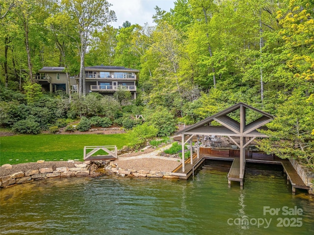 3668 W Club Blvd, Lake Toxaway, NC 28747 - dock featuring a lawn and a water view