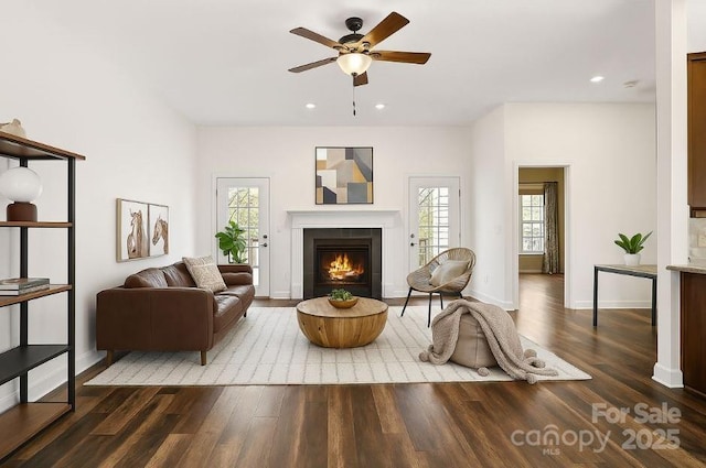 941 Wash Freeman Rd, Hendersonville, NC 28792 - living area with plenty of natural light, wood finished floors, ceiling fan, and recessed lighting