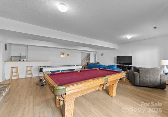 recreation room featuring light wood finished floors and pool table