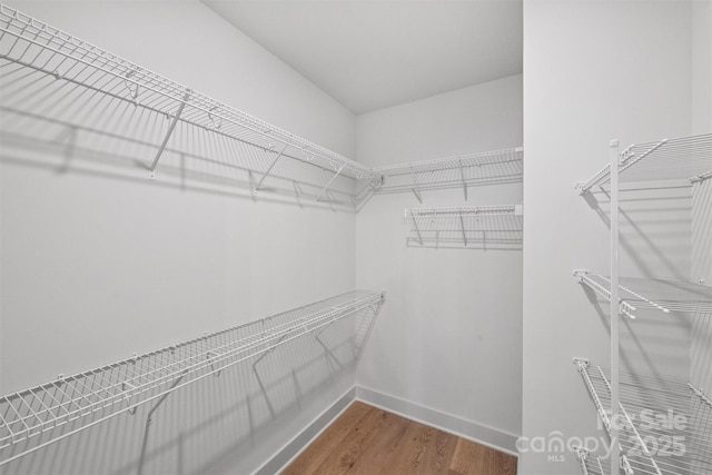 spacious closet with wood finished floors