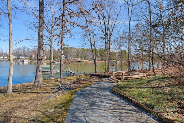 view of dock featuring a water view