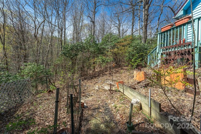 view of yard with a vegetable garden and stairs