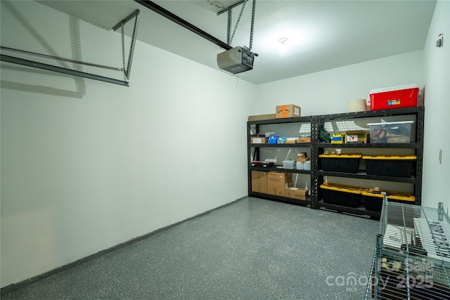 garage with a garage door opener