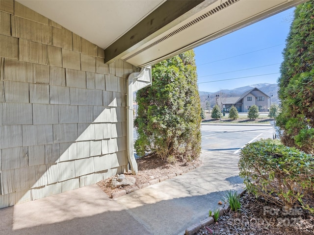 exterior space with a mountain view