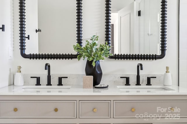 full bathroom featuring double vanity and a sink