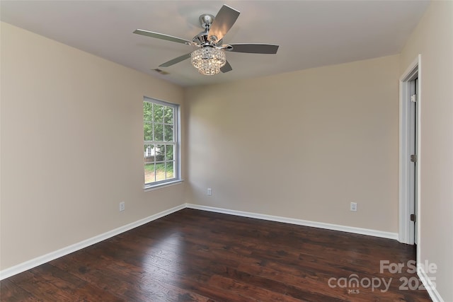 2017 Bridleside Dr, Indian Trail, NC 28079 - empty room with ceiling fan, dark wood-style flooring, and baseboards
