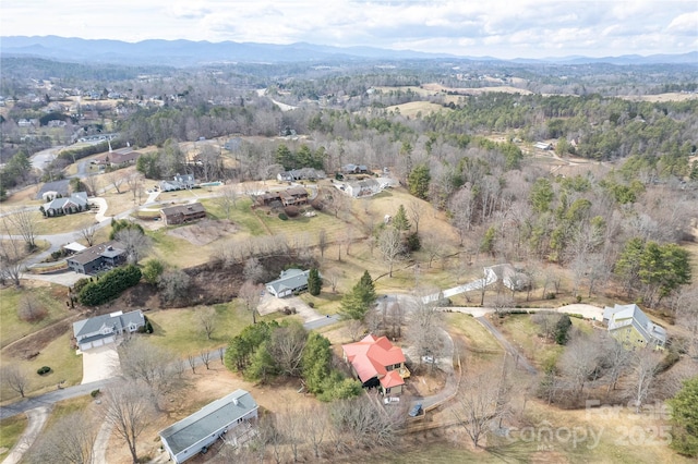 birds eye view of property with a mountain view