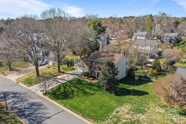 aerial view with a residential view