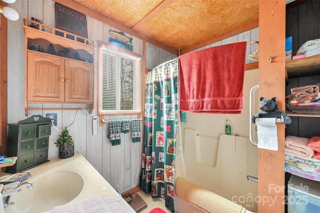 193 Oak Ridge Rd, Hendersonville, NC 28792 - bathroom with wooden walls and a sink