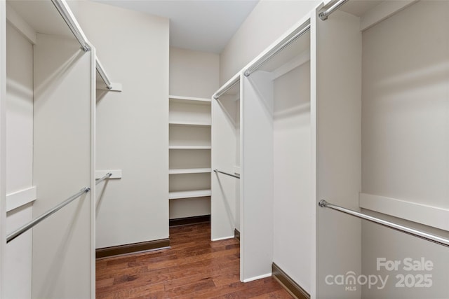 spacious closet with wood finished floors