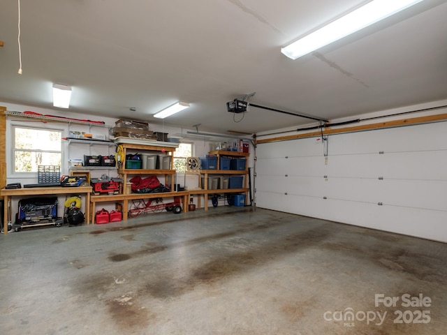 garage with a garage door opener