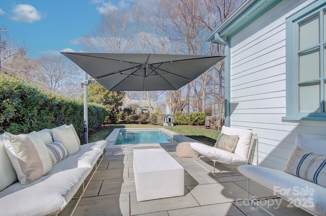 view of patio featuring an outdoor pool and an outdoor hangout area