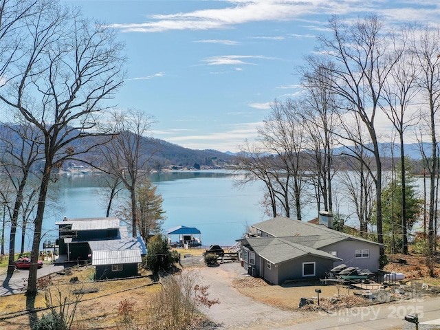 property view of water featuring a mountain view