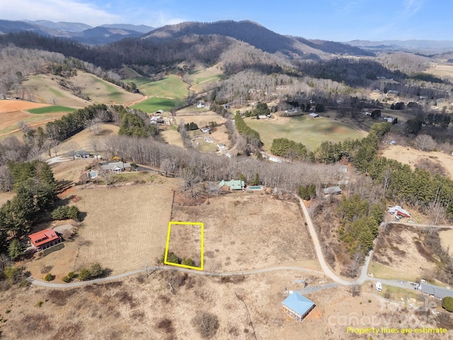 aerial view featuring a mountain view