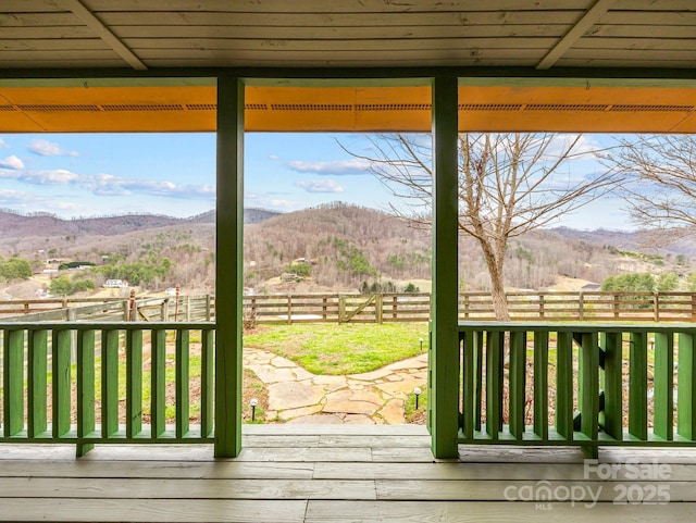 exterior space featuring a mountain view