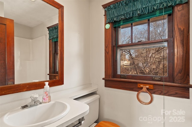 bathroom with a sink and toilet