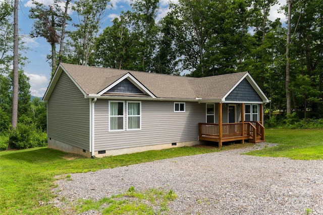17 Fair Oaks Rd, Arden, NC 28704 - ranch-style house featuring crawl space, roof with shingles, and a front lawn
