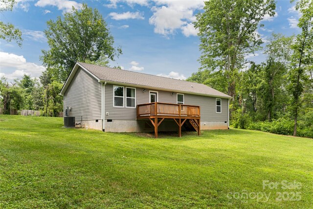 17 Fair Oaks Rd, Arden, NC 28704 - back of house featuring crawl space, a deck, and a yard
