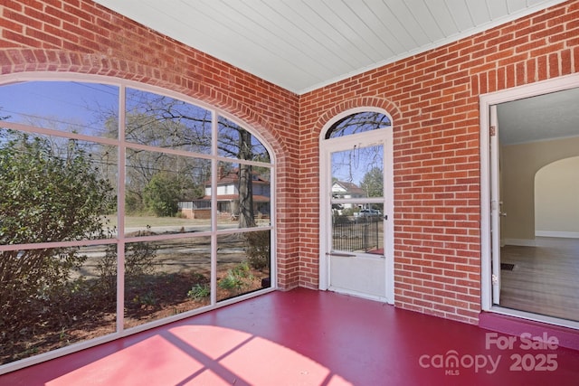 view of unfurnished sunroom