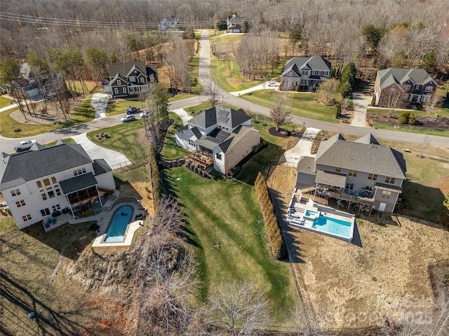 aerial view with a residential view