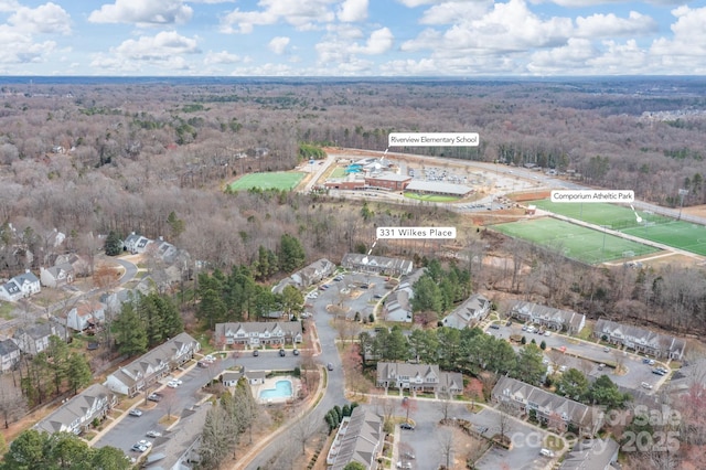 aerial view with a forest view