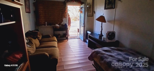 living room with wood finished floors