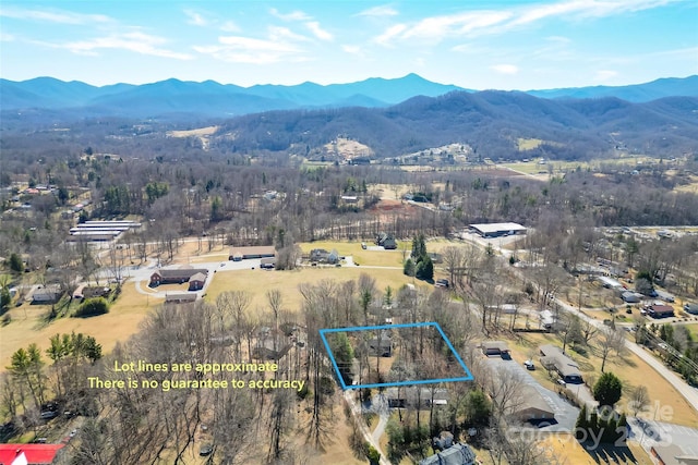 birds eye view of property with a mountain view