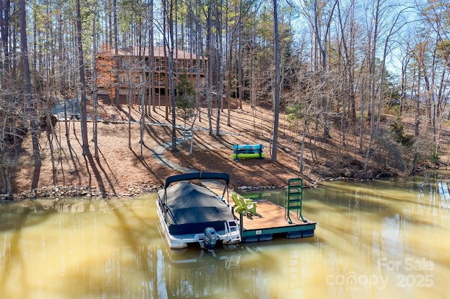 view of dock featuring a water view