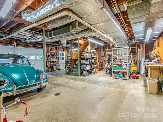 garage with a garage door opener