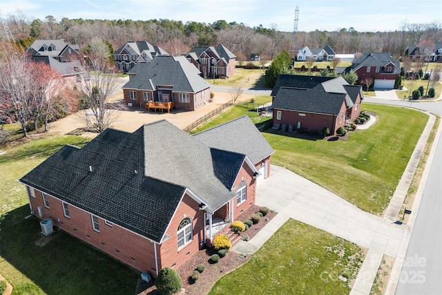 drone / aerial view with a residential view