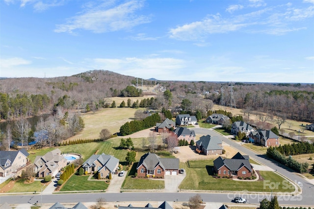 bird's eye view with a mountain view and a residential view