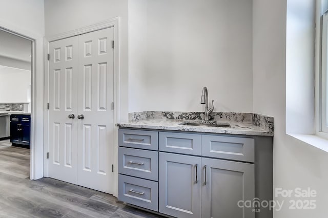 bathroom featuring wood finished floors and vanity
