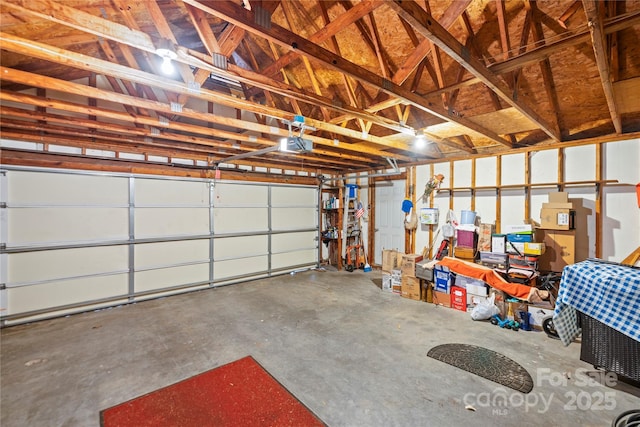 garage with a garage door opener