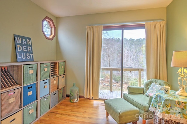 sitting room featuring wood finished floors