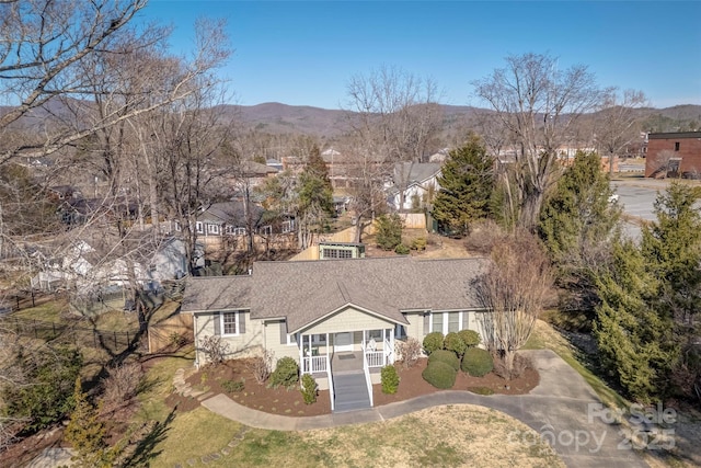 aerial view with a mountain view