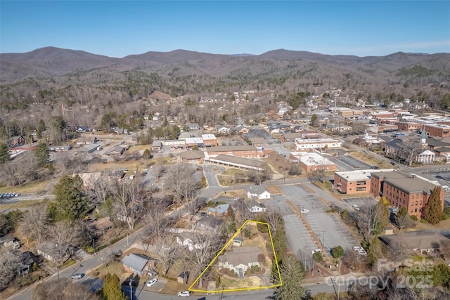 aerial view with a residential view and a mountain view