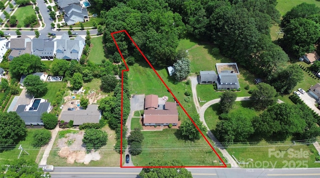 9808 Washam Potts Rd, Cornelius, NC 28031 - aerial view of residential area featuring property boundaries highlighted