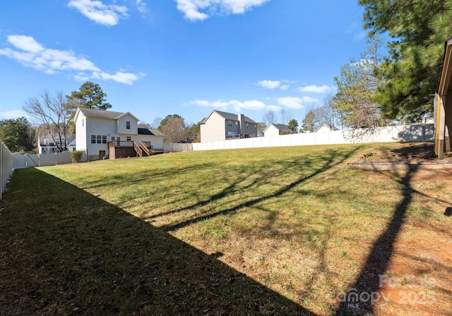 view of yard featuring a fenced backyard