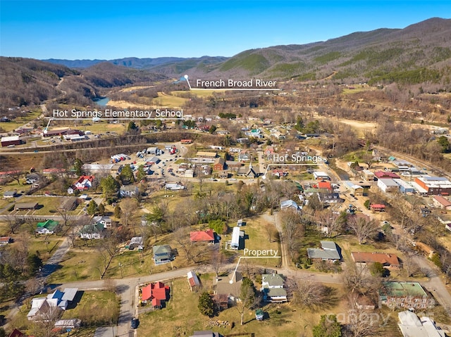 aerial view featuring a mountain view