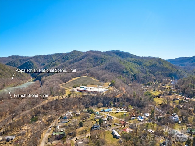 bird's eye view with a mountain view