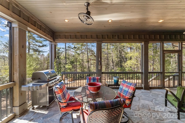 sunroom / solarium featuring wooden ceiling and a wealth of natural light