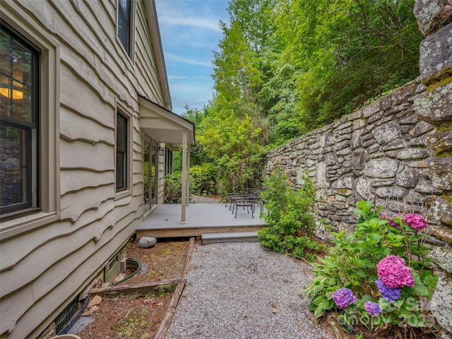 view of yard with a deck