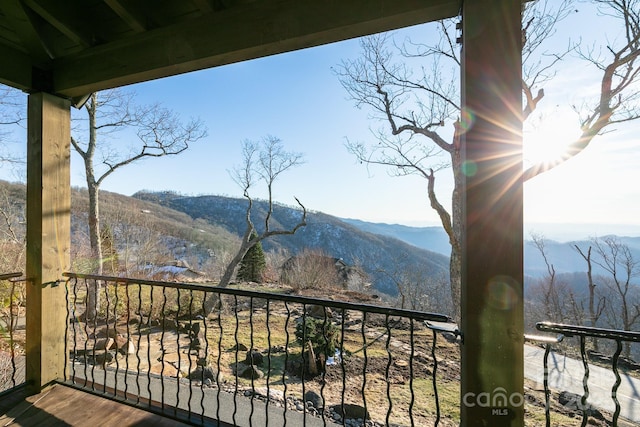 balcony with a mountain view