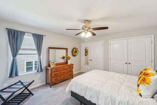 1426 Whitman Ct, York, SC 29745 - bedroom with multiple closets, light carpet, and a ceiling fan