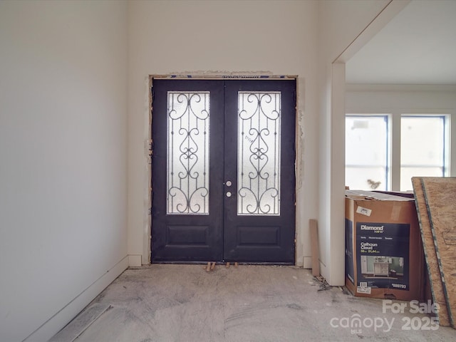 foyer entrance with french doors