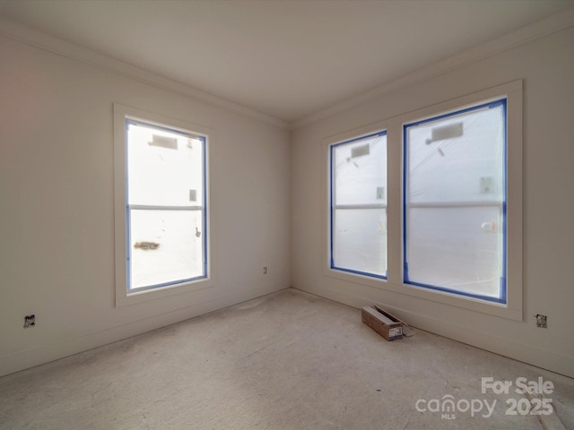 spare room with ornamental molding